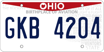OH license plate GKB4204
