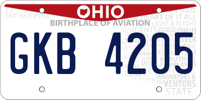 OH license plate GKB4205