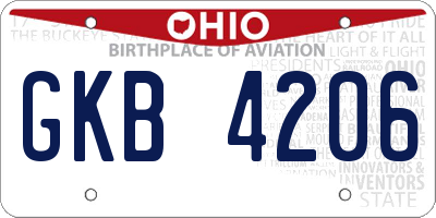 OH license plate GKB4206