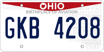 OH license plate GKB4208
