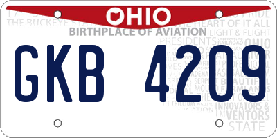OH license plate GKB4209