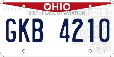 OH license plate GKB4210