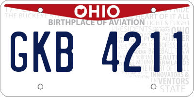 OH license plate GKB4211