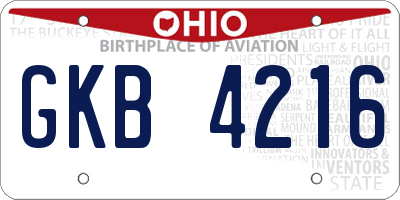OH license plate GKB4216