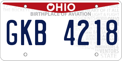 OH license plate GKB4218