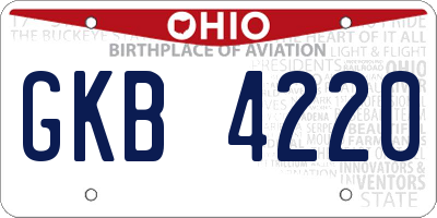 OH license plate GKB4220