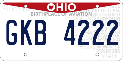 OH license plate GKB4222
