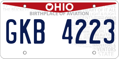 OH license plate GKB4223