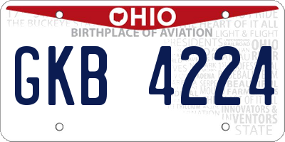 OH license plate GKB4224
