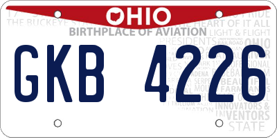 OH license plate GKB4226