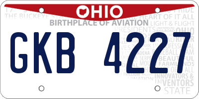 OH license plate GKB4227