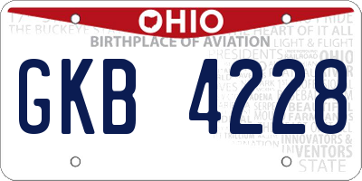 OH license plate GKB4228