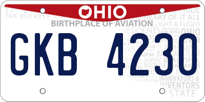OH license plate GKB4230