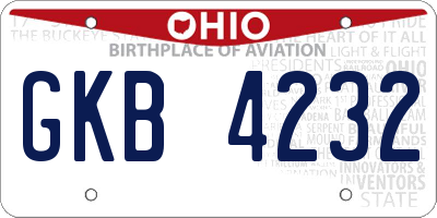 OH license plate GKB4232