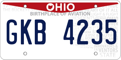 OH license plate GKB4235