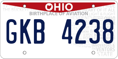 OH license plate GKB4238