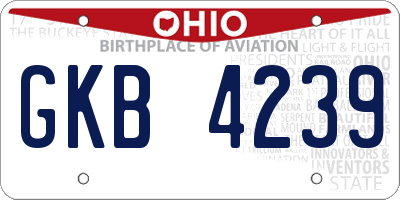 OH license plate GKB4239