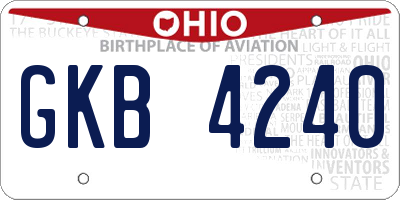 OH license plate GKB4240