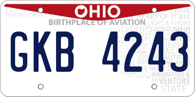 OH license plate GKB4243