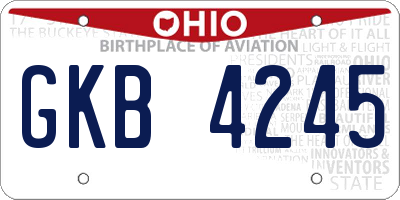 OH license plate GKB4245