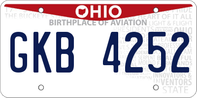 OH license plate GKB4252