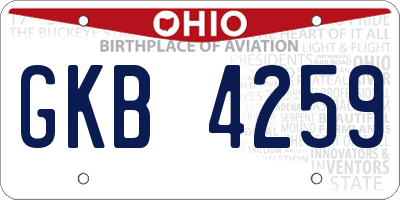 OH license plate GKB4259
