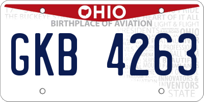 OH license plate GKB4263