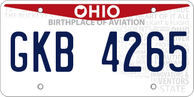 OH license plate GKB4265