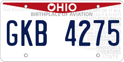 OH license plate GKB4275