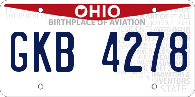 OH license plate GKB4278