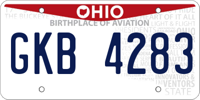 OH license plate GKB4283
