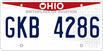 OH license plate GKB4286