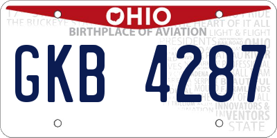 OH license plate GKB4287