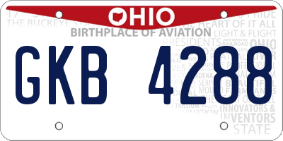 OH license plate GKB4288