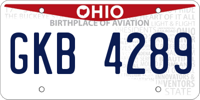 OH license plate GKB4289