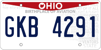 OH license plate GKB4291