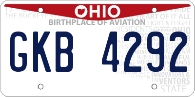 OH license plate GKB4292