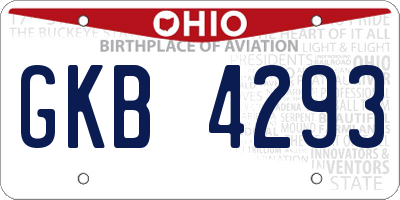 OH license plate GKB4293
