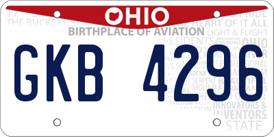 OH license plate GKB4296