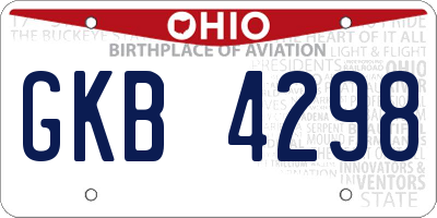 OH license plate GKB4298