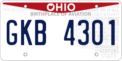 OH license plate GKB4301