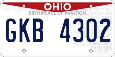 OH license plate GKB4302