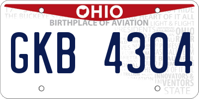 OH license plate GKB4304