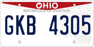 OH license plate GKB4305