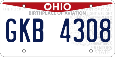 OH license plate GKB4308