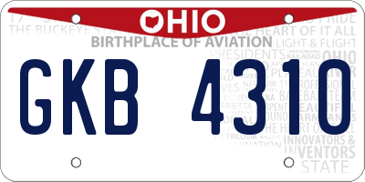 OH license plate GKB4310