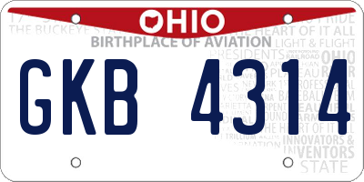 OH license plate GKB4314