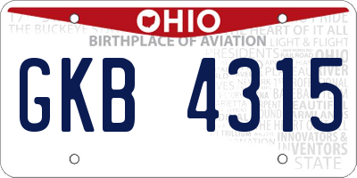 OH license plate GKB4315