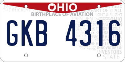 OH license plate GKB4316