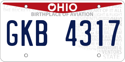 OH license plate GKB4317